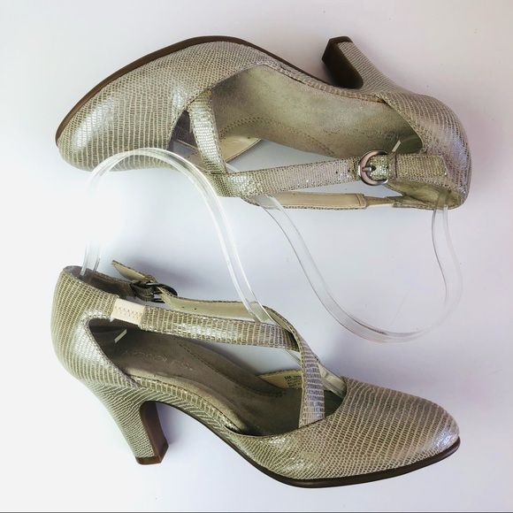 Aerosoles Paperback Metallic Cross Strap Pumps - Picture 7 of 13